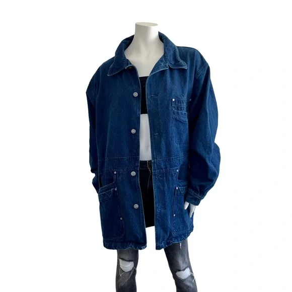 Oversized Vintage Chore Denim Barn Western Jean Jacket - Picture 3 of 10